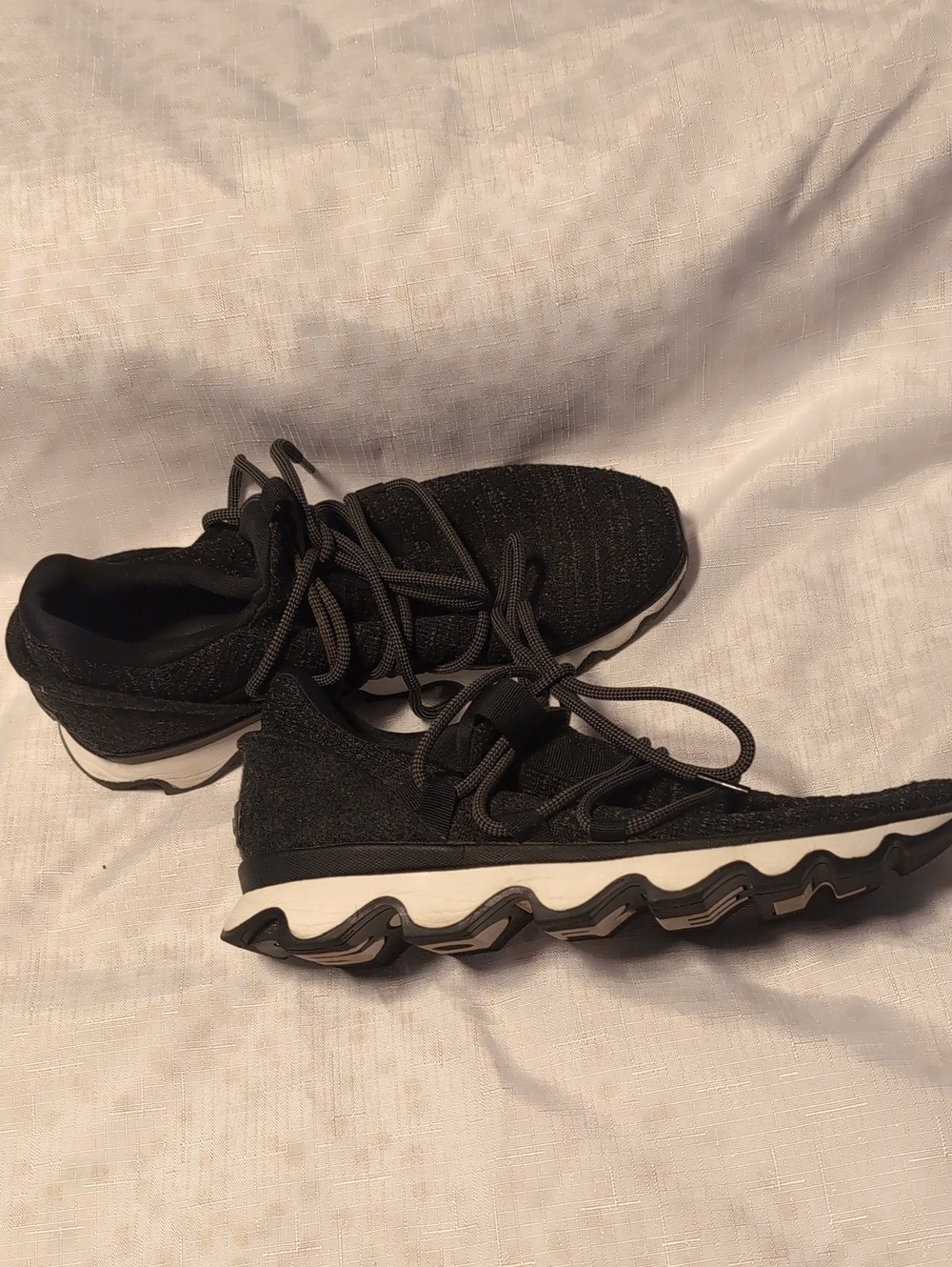 Sorel Black Knit Athletic Sneakers with Sculpted White Sole